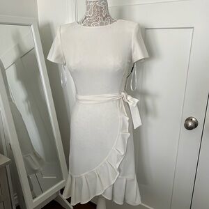 Calvin Klein ruffle off white dress